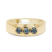 Load image into Gallery viewer, 14K Yellow Gold Plated 0.33 Carat Genuine Blue Diamond .925 Sterling Silver Ring