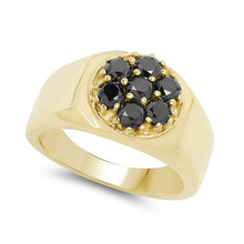 Load image into Gallery viewer, 14K Yellow Gold Plated 0.98 Carat Genuine Black Diamond .925 Sterling Silver Ring