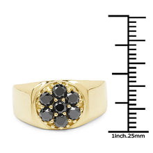 Load image into Gallery viewer, 14K Yellow Gold Plated 0.98 Carat Genuine Black Diamond .925 Sterling Silver Ring