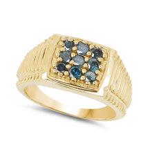 Load image into Gallery viewer, 14K Yellow Gold Plated 0.63 Carat Genuine Blue Diamond .925 Sterling Silver Ring