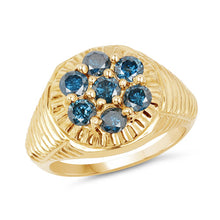 Load image into Gallery viewer, 14K Yellow Gold Plated 1.40 Carat Genuine Blue Diamond .925 Sterling Silver Ring