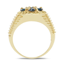 Load image into Gallery viewer, 14K Yellow Gold Plated 1.40 Carat Genuine Blue Diamond .925 Sterling Silver Ring