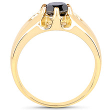 Load image into Gallery viewer, 14K Yellow Gold Plated 1.00 Carat Genuine Black Diamond .925 Sterling Silver Ring