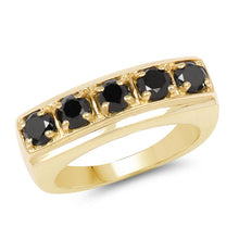 Load image into Gallery viewer, 14K Yellow Gold Plated 1.25 Carat Genuine Black Diamond .925 Sterling Silver Ring