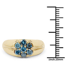 Load image into Gallery viewer, 14K Yellow Gold Plated 0.98 Carat Genuine Blue Diamond .925 Sterling Silver Ring