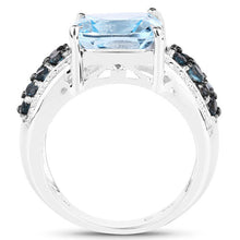 Load image into Gallery viewer, 4.98 Carat Genuine Blue Topaz and London Blue Topaz .925 Sterling Silver Ring