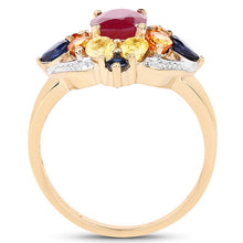Load image into Gallery viewer, 14K Yellow Gold Plated 3.76 Carat Genuine Multi Stone .925 Sterling Silver Ring