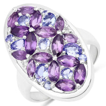 Load image into Gallery viewer, 3.13 Carat Genuine Amethyst, Tanzanite and White Topaz .925 Sterling Silver Ring