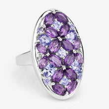 Load image into Gallery viewer, 3.13 Carat Genuine Amethyst, Tanzanite and White Topaz .925 Sterling Silver Ring