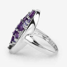 Load image into Gallery viewer, 3.13 Carat Genuine Amethyst, Tanzanite and White Topaz .925 Sterling Silver Ring