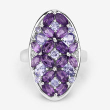 Load image into Gallery viewer, 3.13 Carat Genuine Amethyst, Tanzanite and White Topaz .925 Sterling Silver Ring