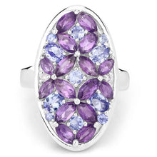 Load image into Gallery viewer, 3.13 Carat Genuine Amethyst, Tanzanite and White Topaz .925 Sterling Silver Ring