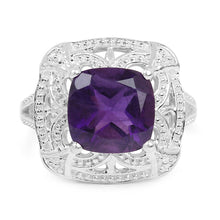 Load image into Gallery viewer, 4.35 Carat Genuine Amethyst .925 Sterling Silver Ring