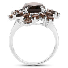 Load image into Gallery viewer, 5.69 Carat Genuine Smoky Quartz .925 Sterling Silver Ring