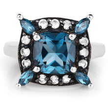 Load image into Gallery viewer, 3.24 Carat Genuine London Blue Topaz and White Topaz .925 Sterling Silver Ring
