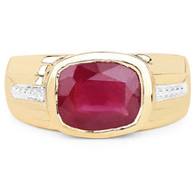 Load image into Gallery viewer, 14K Yellow Gold Plated 3.50 Carat Genuine Glass Filled Ruby .925 Sterling Silver Ring