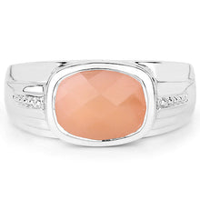Load image into Gallery viewer, 2.60 Carat Genuine Peach Moonstone .925 Sterling Silver Ring