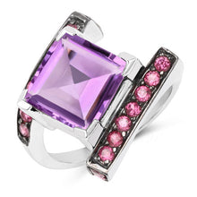 Load image into Gallery viewer, 6.90 Carat Genuine Amethyst and Rhodolite .925 Sterling Silver Ring