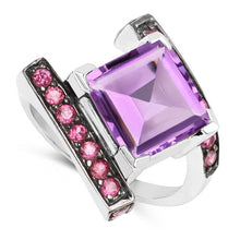 Load image into Gallery viewer, 6.90 Carat Genuine Amethyst and Rhodolite .925 Sterling Silver Ring