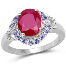 Load image into Gallery viewer, 4.03 Carat Genuine Glass Filled Ruby & Tanzanite .925 Sterling Silver Ring