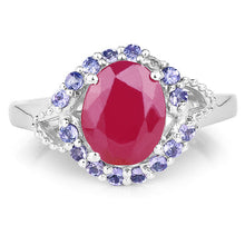 Load image into Gallery viewer, 4.03 Carat Genuine Glass Filled Ruby & Tanzanite .925 Sterling Silver Ring