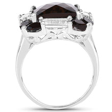 Load image into Gallery viewer, 7.43 Carat Genuine Smoky Quartz & White Topaz .925 Sterling Silver Ring