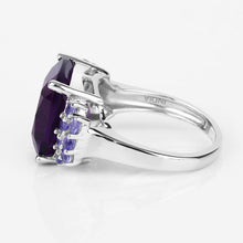 Load image into Gallery viewer, 6.34 Carat Genuine Amethyst and Tanzanite .925 Sterling Silver Ring