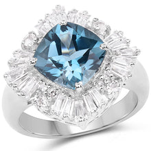 Load image into Gallery viewer, 5.19 Carat Genuine London Blue Topaz & White Topaz .925 Sterling Silver Ring
