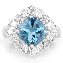 Load image into Gallery viewer, 5.19 Carat Genuine London Blue Topaz & White Topaz .925 Sterling Silver Ring