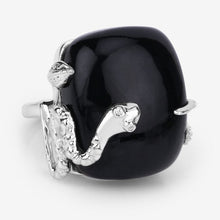 Load image into Gallery viewer, 21.04 Carat Genuine Black Onyx and White Topaz .925 Sterling Silver Ring