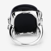 Load image into Gallery viewer, 21.04 Carat Genuine Black Onyx and White Topaz .925 Sterling Silver Ring