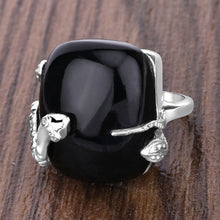 Load image into Gallery viewer, 21.04 Carat Genuine Black Onyx and White Topaz .925 Sterling Silver Ring
