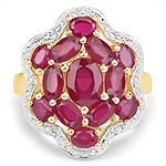 Load image into Gallery viewer, 14K Yellow Gold Plated 4.18 Carat Genuine Glass Filled Ruby .925 Sterling Silver Ring