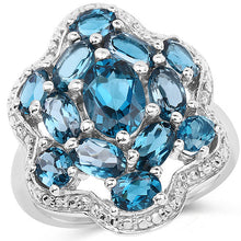 Load image into Gallery viewer, 3.72 Carat Genuine London Blue Topaz .925 Sterling Silver Ring