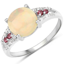 Load image into Gallery viewer, 2.05 Carat Genuine Ethiopian Opal, Pink Tourmaline and White Topaz .925 Sterling Silver Ring