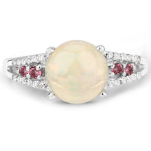 Load image into Gallery viewer, 2.05 Carat Genuine Ethiopian Opal, Pink Tourmaline and White Topaz .925 Sterling Silver Ring