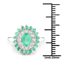 Load image into Gallery viewer, 6.53 Carat Genuine Zambian Emerald and White Topaz .925 Sterling Silver 3 Piece Jewelry Set (Ring, Earrings, and Pendant w/ Chain)