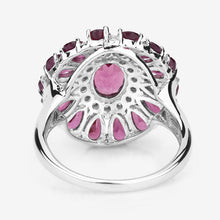 Load image into Gallery viewer, 6.19 Carat Genuine Rhodolite and White Topaz .925 Sterling Silver Ring