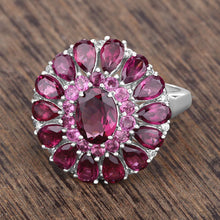 Load image into Gallery viewer, 6.19 Carat Genuine Rhodolite and White Topaz .925 Sterling Silver Ring