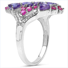Load image into Gallery viewer, 2.58 Carat Genuine Amethyst & Ruby .925 Sterling Silver Ring