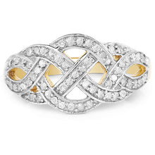 Load image into Gallery viewer, 14K Yellow Gold Plated 0.26 Carat Genuine White Diamond .925 Sterling Silver Ring