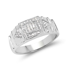 Load image into Gallery viewer, 14K White Gold Plated 0.21 Carat Genuine White Diamond .925 Sterling Silver Ring