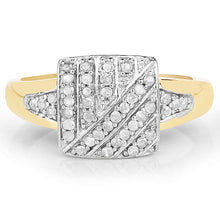 Load image into Gallery viewer, 14K Yellow Gold Plated 0.23 Carat Genuine White Diamond .925 Sterling Silver Ring