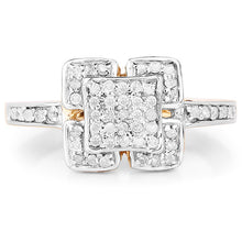 Load image into Gallery viewer, 14K Yellow Gold Plated 0.24 Carat Genuine White Diamond .925 Sterling Silver Ring