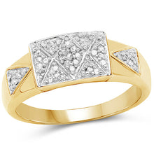 Load image into Gallery viewer, 14K Yellow Gold Plated 0.21 Carat Genuine White Diamond .925 Sterling Silver Ring