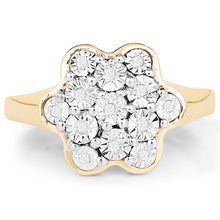 Load image into Gallery viewer, 14K Yellow Gold Plated 0.07 Carat Genuine White Diamond .925 Sterling Silver Ring