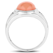 Load image into Gallery viewer, 6.59 Carat Genuine Peach Moonstone and White Topaz .925 Sterling Silver Ring