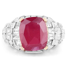 Load image into Gallery viewer, 14K Yellow Gold Plated 10.76 Carat Glass Filled Ruby and White Topaz .925 Sterling Silver Ring