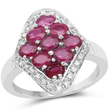 Load image into Gallery viewer, 2.12 Carat Genuine Glass Filled Ruby & White Zircon .925 Sterling Silver Ring