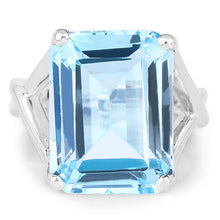Load image into Gallery viewer, 14.20 Carat Genuine Blue Topaz .925 Sterling Silver Ring